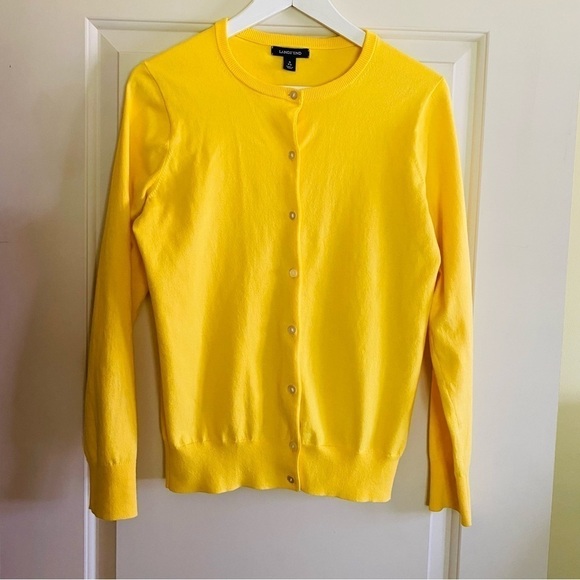 Land's End L/S Botton Up Cotton Blend Cardigan Butter Yellow Size SMALL (6-8) - Picture 1 of 8